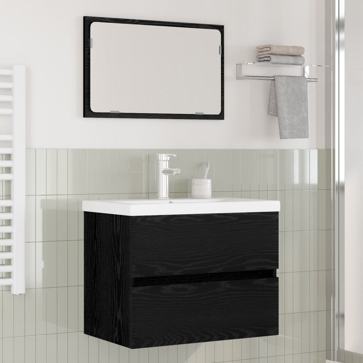 Set namještaja za kupaonicu 3 kom. Crni hrast Konstruirano drvo Crna 61 x 39 x 45 cm