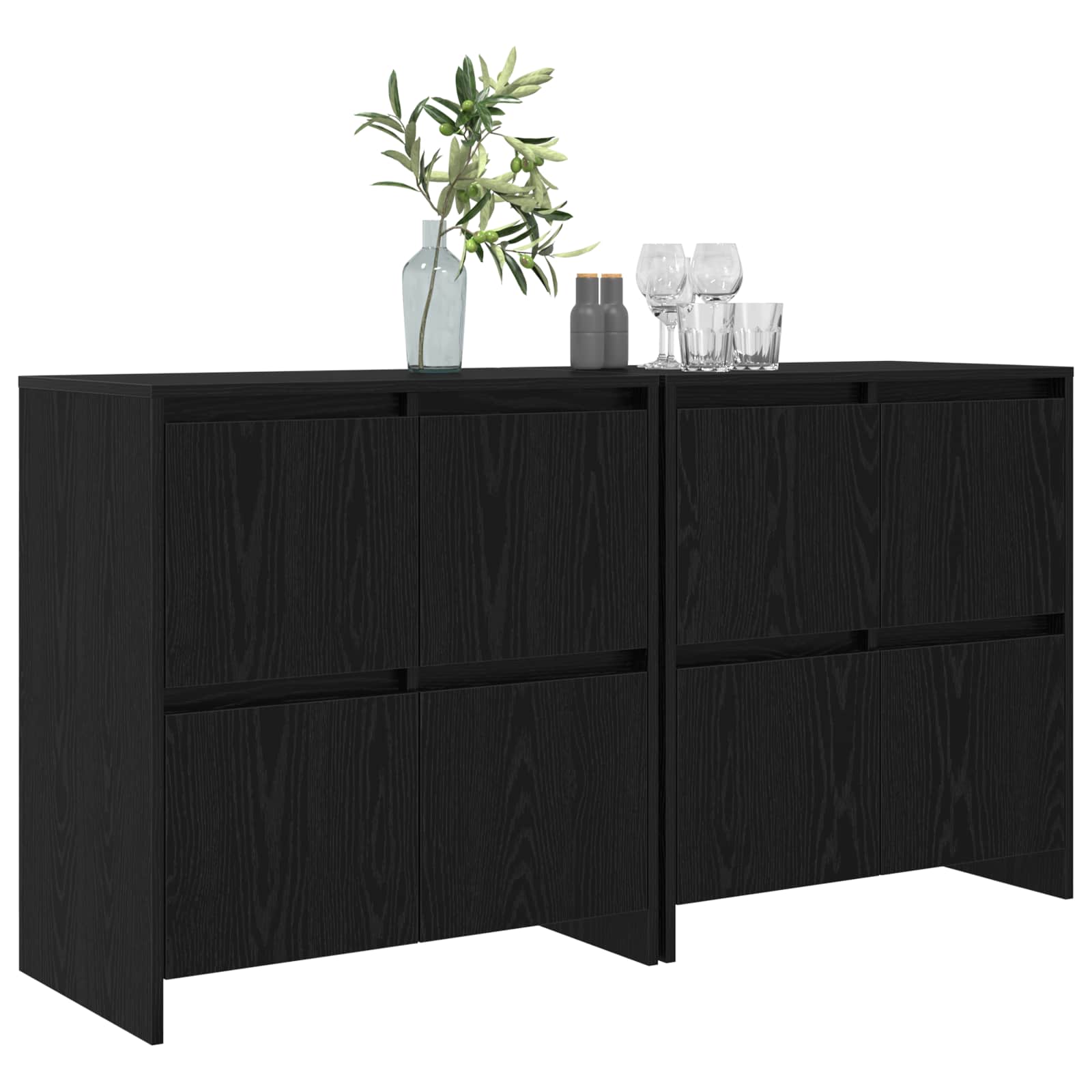 Komode 2 pcs Crni hrast 70 x 41 x 75 cm Konstruirano drvo