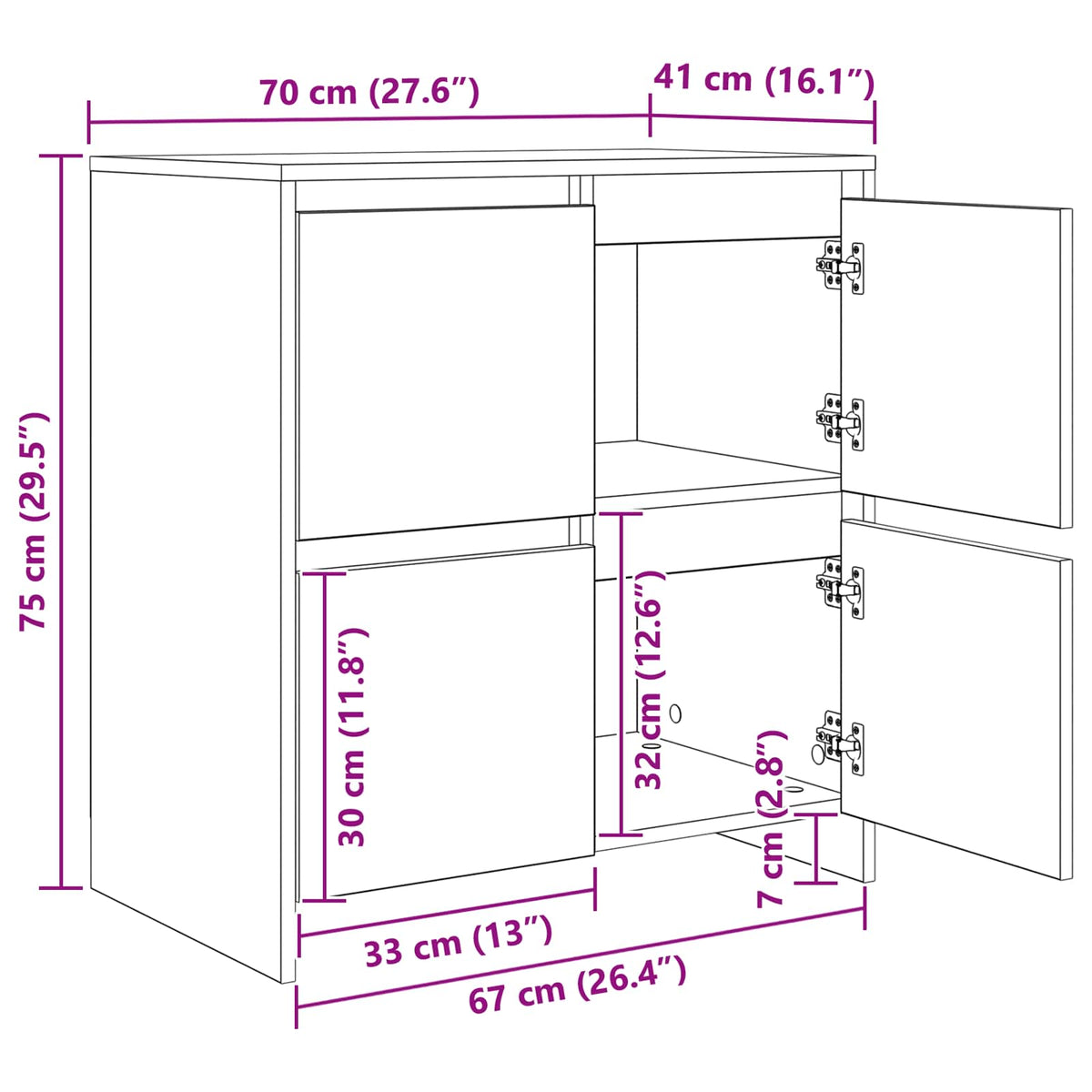 Komode 2 pcs hrast artisan 70 x 41 x 75 cm Konstruirano drvo