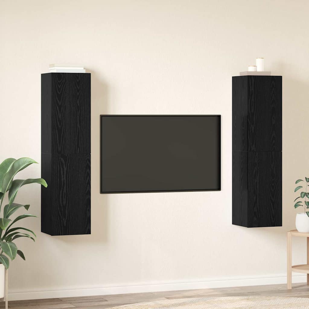Set TV komoda 4 kom. Crni hrast Konstruirano drvo