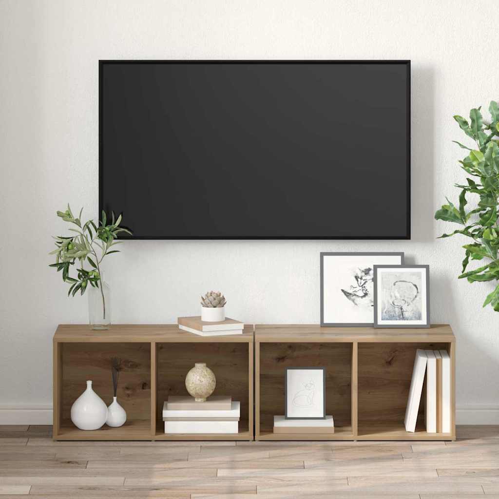 Set TV komoda Zidne 2 pcs Umjetnički hrast 37 x 35 x 72 cm