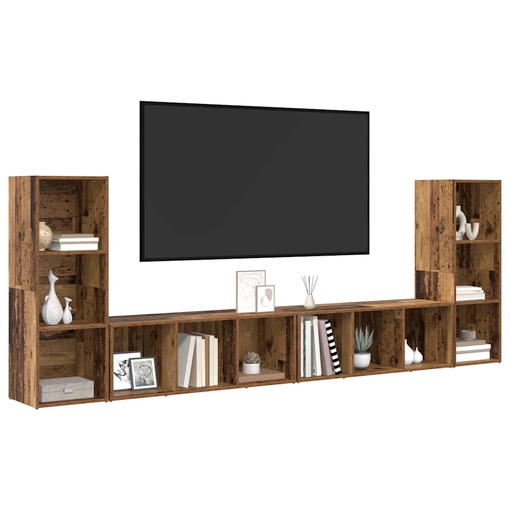 Set TV komoda Zidne 4 pcs Staro drvo 37 x 35 x 107 cm