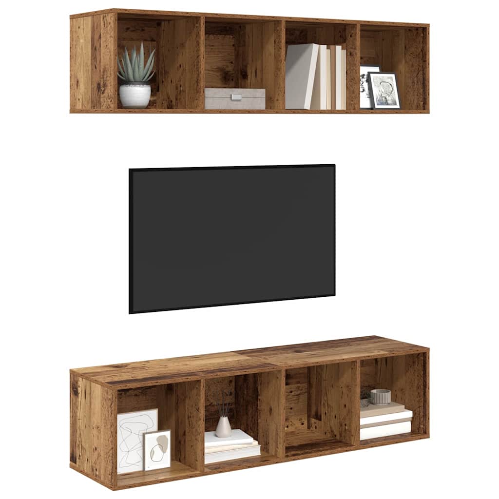 Set TV komoda Zidne 2 pcs Staro drvo 37 x 37 x 142,5 cm