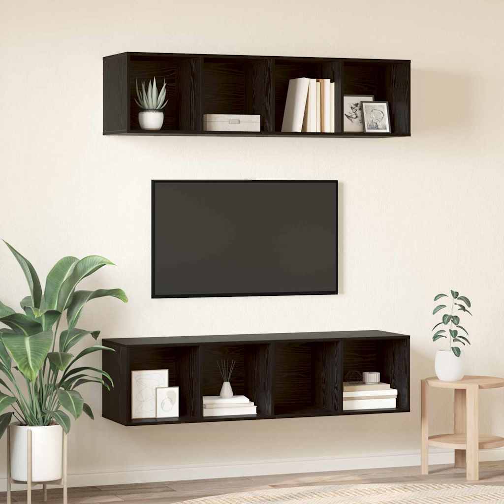 Set TV komoda Zidne 2 pcs Crni hrast 37 x 37 x 142,5 cm