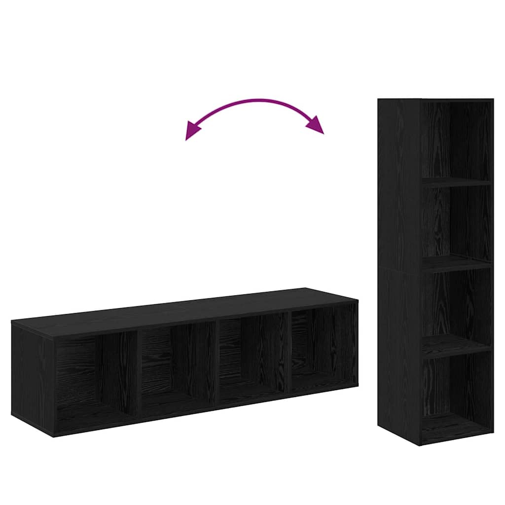 Set TV komoda Zidne 2 pcs Crni hrast 37 x 37 x 142,5 cm