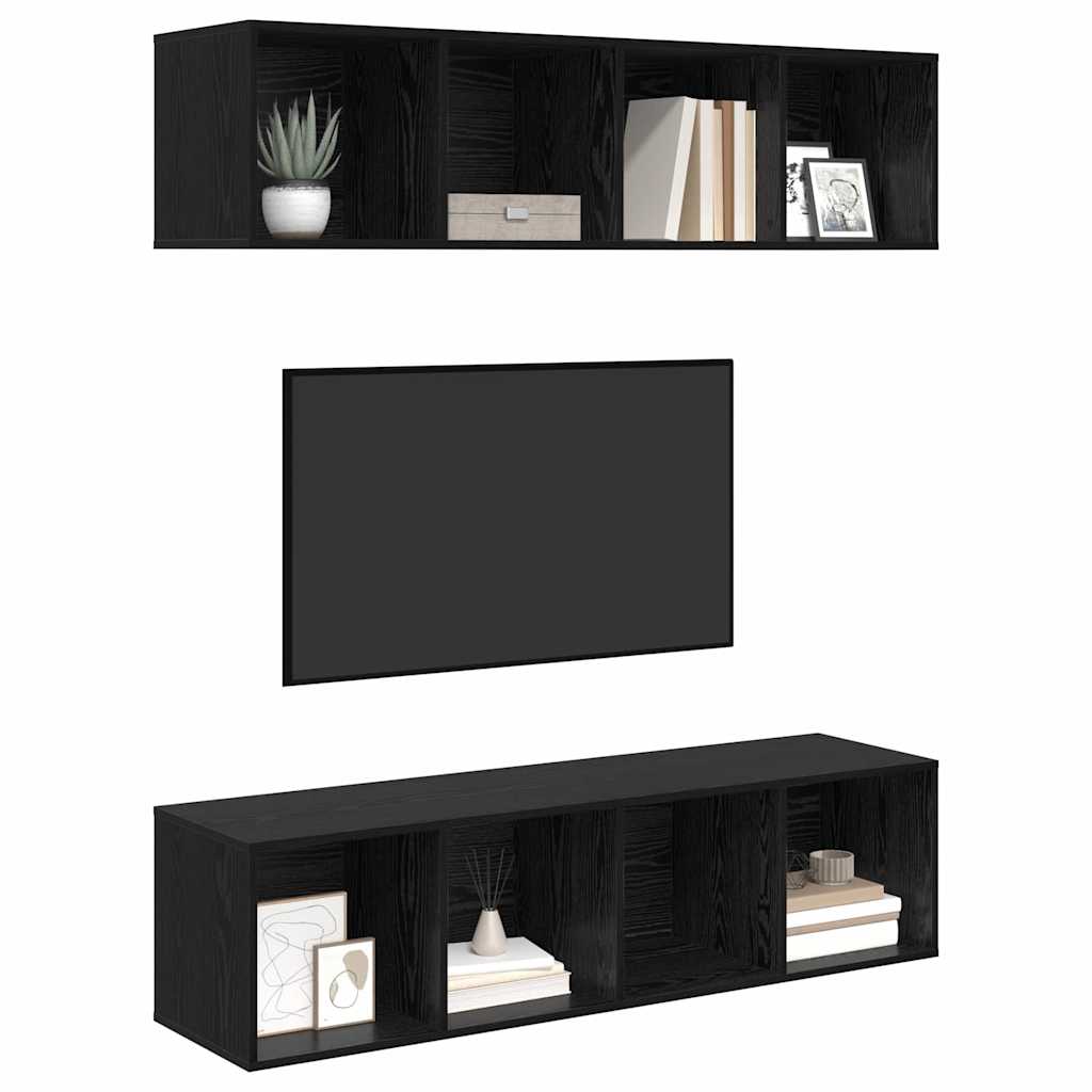 Set TV komoda Zidne 2 pcs Crni hrast 37 x 37 x 142,5 cm