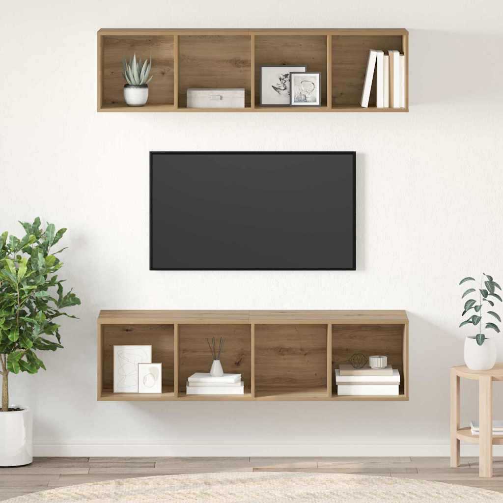 Set TV komoda Zidne 2 pcs Umjetnički hrast 37 x 37 x 142,5 cm