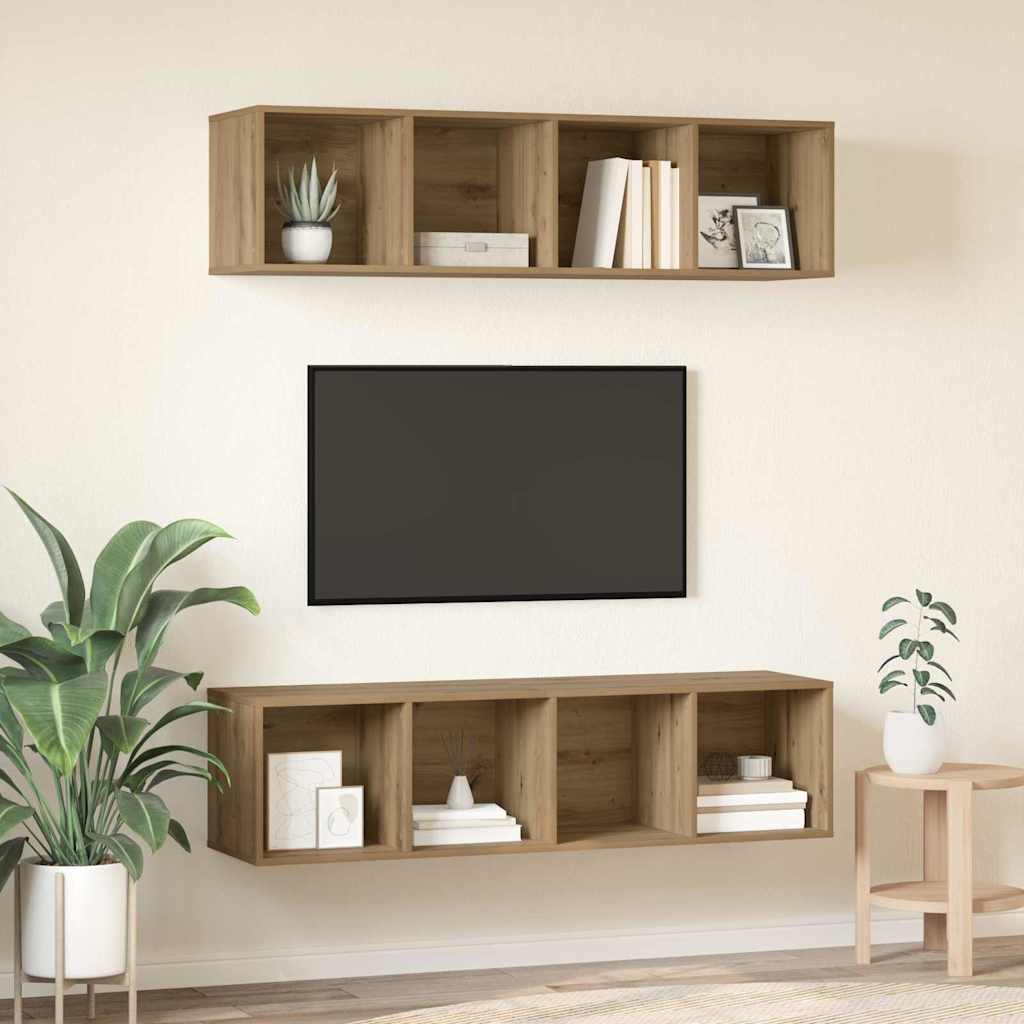 Set TV komoda Zidne 2 pcs Umjetnički hrast 37 x 37 x 142,5 cm