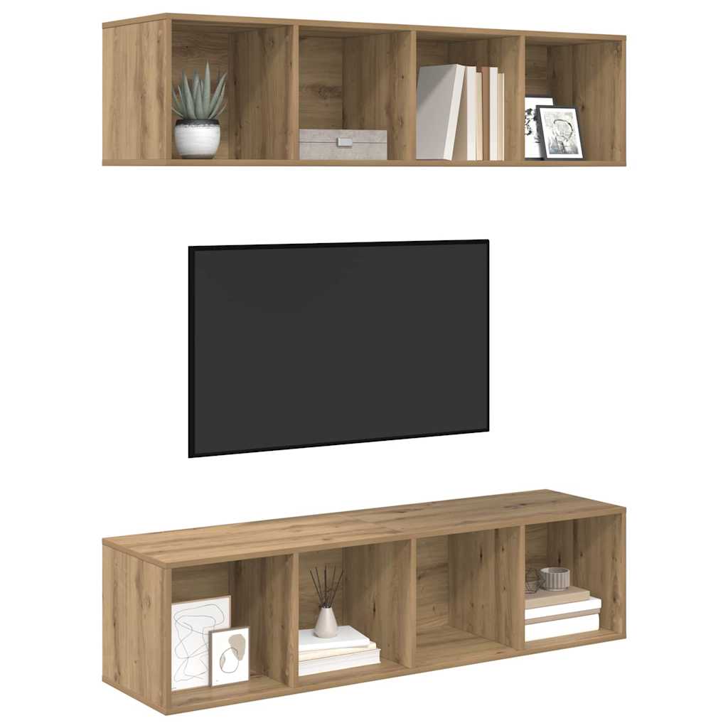 Set TV komoda Zidne 2 pcs Umjetnički hrast 37 x 37 x 142,5 cm