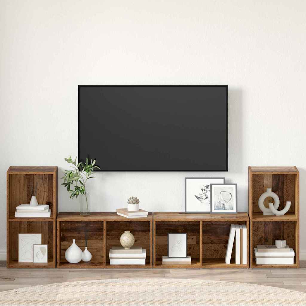 Set TV komoda Zidne 4 pcs Staro drvo 37 x 37 x 72 cm