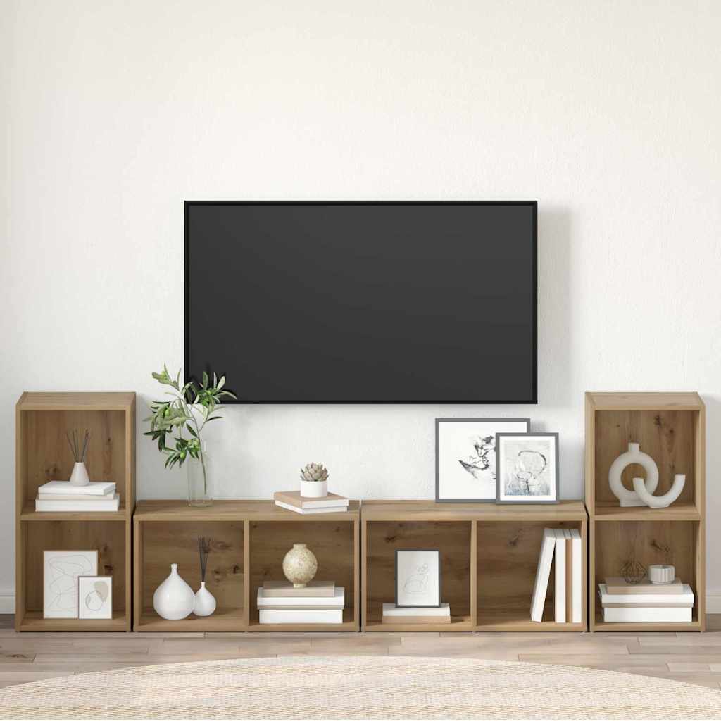 Set TV komoda Zidne 4 pcs Umjetnički hrast 37 x 37 x 72 cm