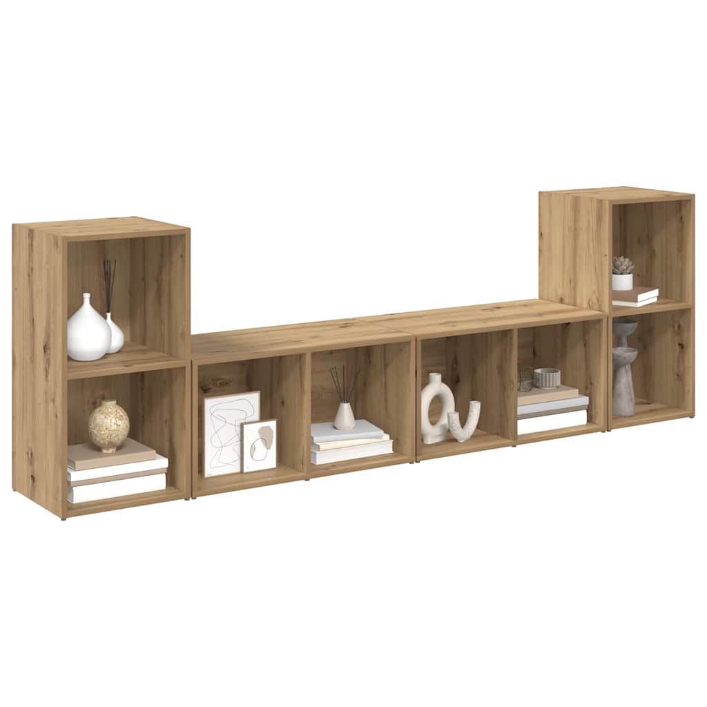Set TV komoda Zidne 4 pcs Umjetnički hrast 37 x 37 x 72 cm