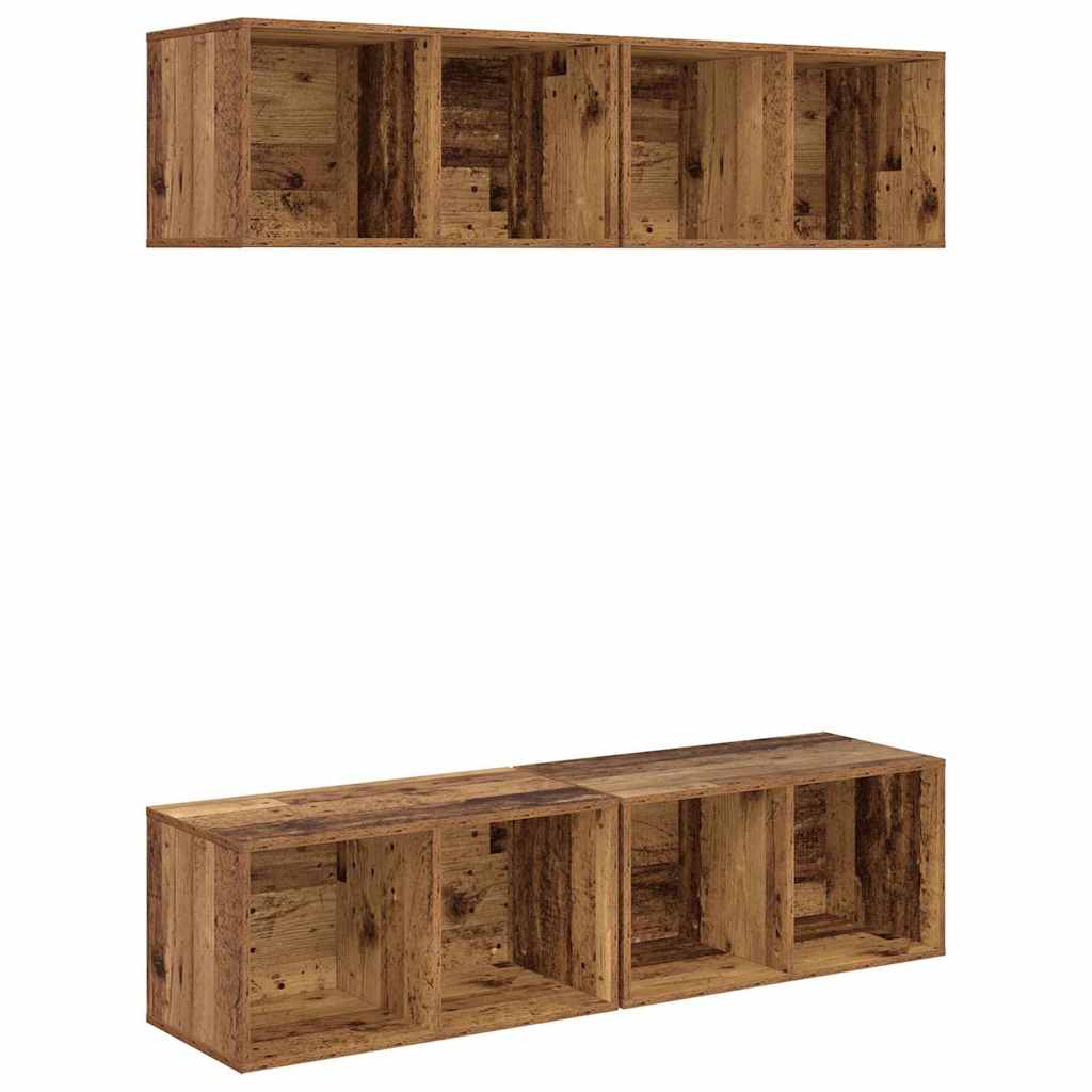 Set TV komoda Zidne 4 pcs Staro drvo 37 x 37 x 72 cm