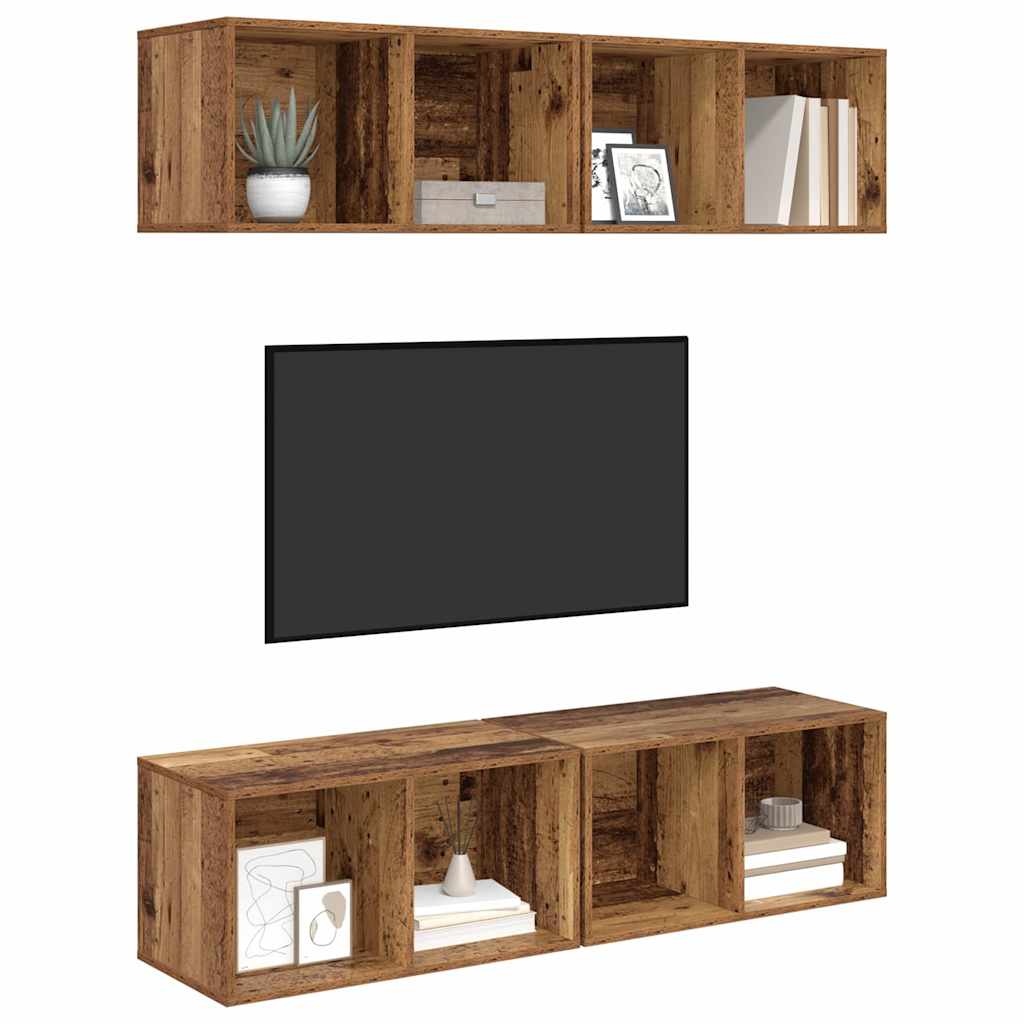 Set TV komoda Zidne 4 pcs Staro drvo 37 x 37 x 72 cm