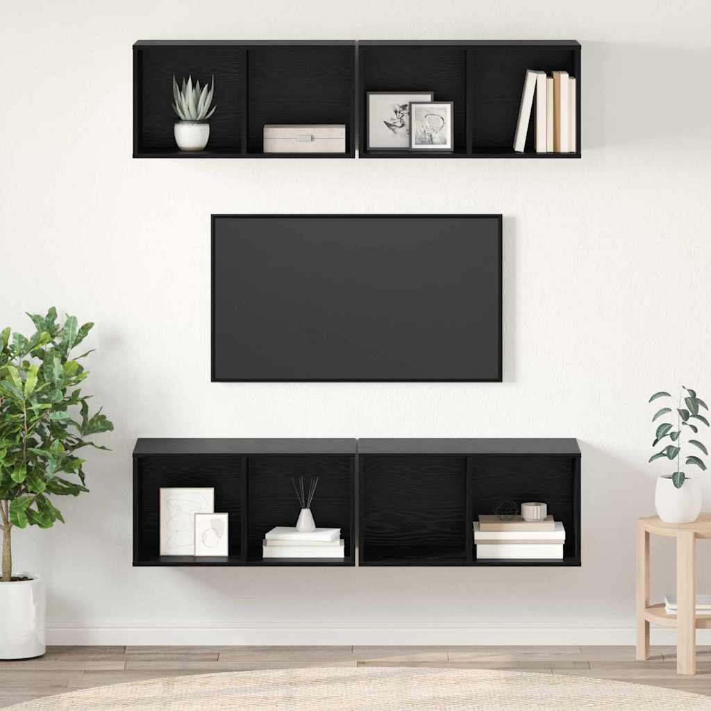 Set TV komoda Zidne 4 pcs Crni hrast 37 x 37 x 72 cm