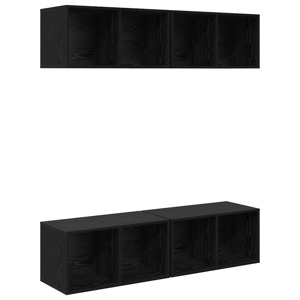 Set TV komoda Zidne 4 pcs Crni hrast 37 x 37 x 72 cm