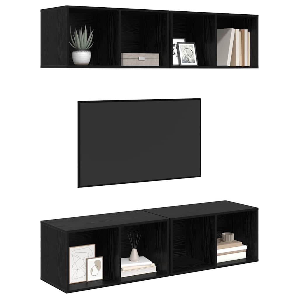 Set TV komoda Zidne 4 pcs Crni hrast 37 x 37 x 72 cm
