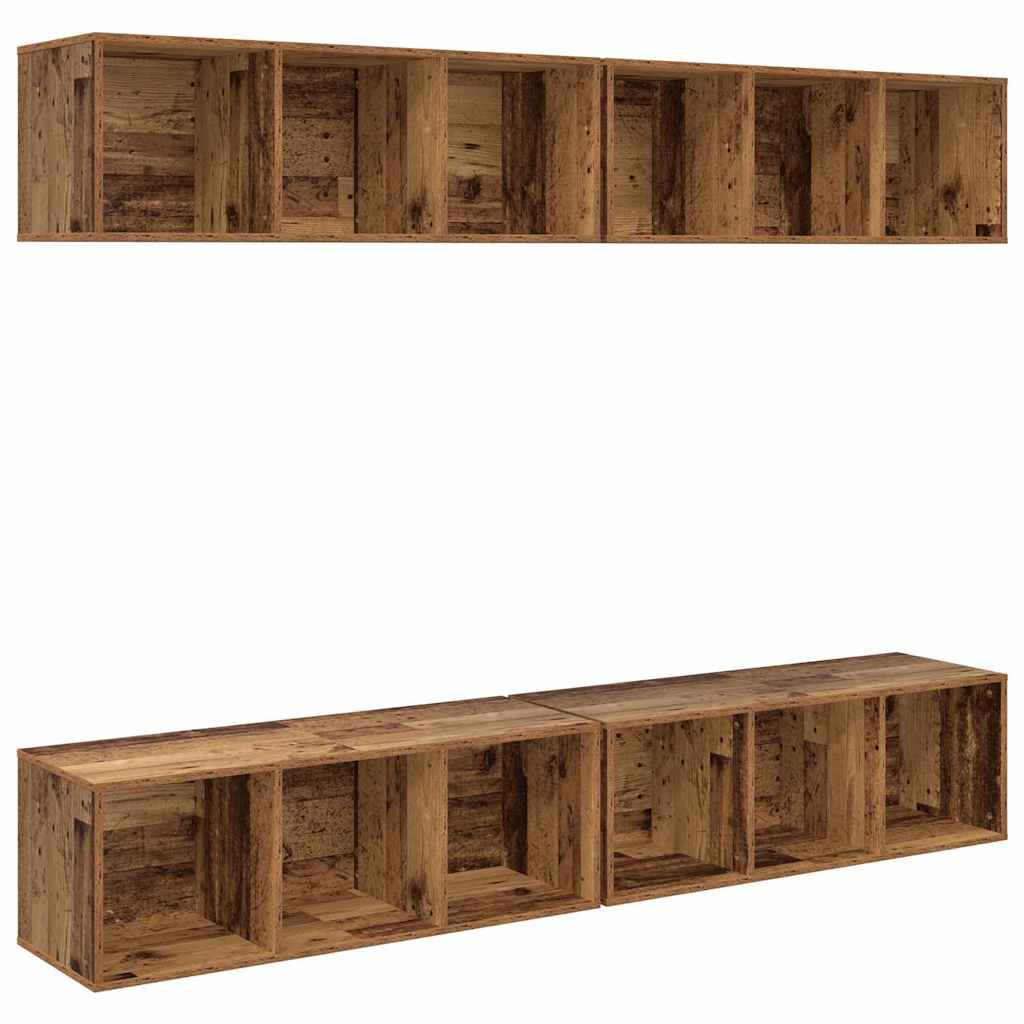 Set TV komoda Zidne 4 pcs Staro drvo 37 x 37 x 107 cm