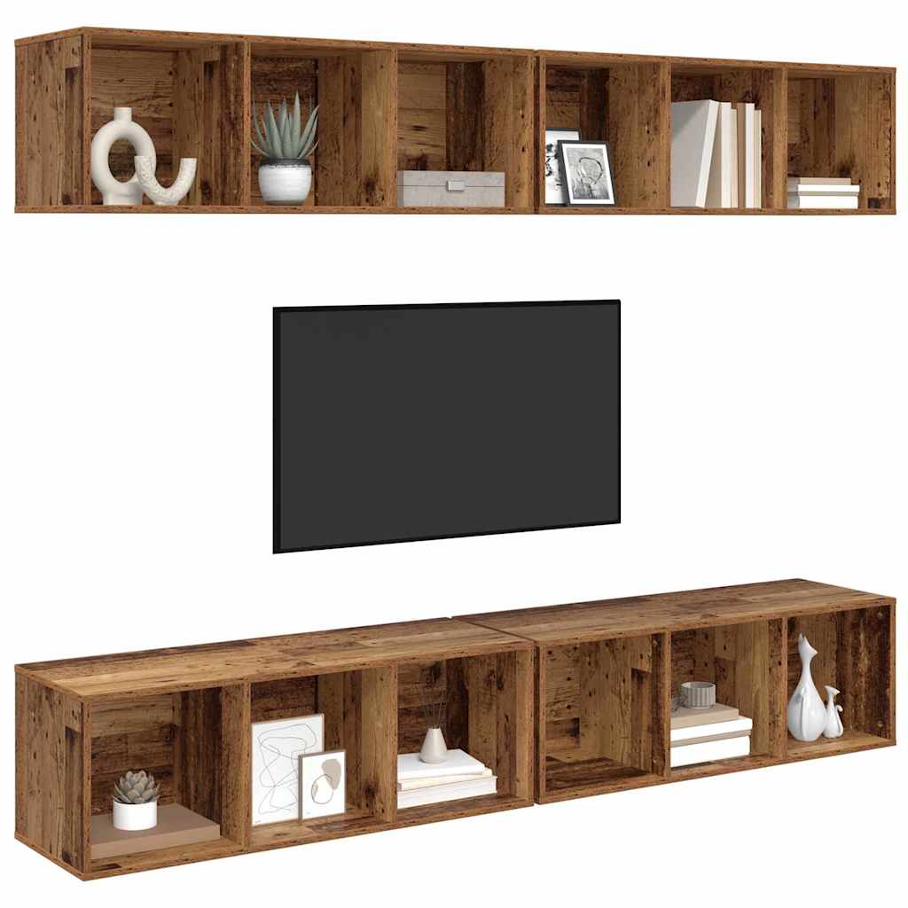 Set TV komoda Zidne 4 pcs Staro drvo 37 x 37 x 107 cm