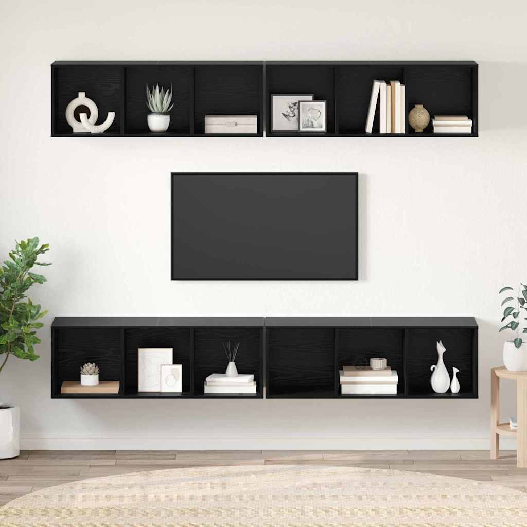 Set TV komoda Zidne 4 pcs Crni hrast 37 x 37 x 107 cm