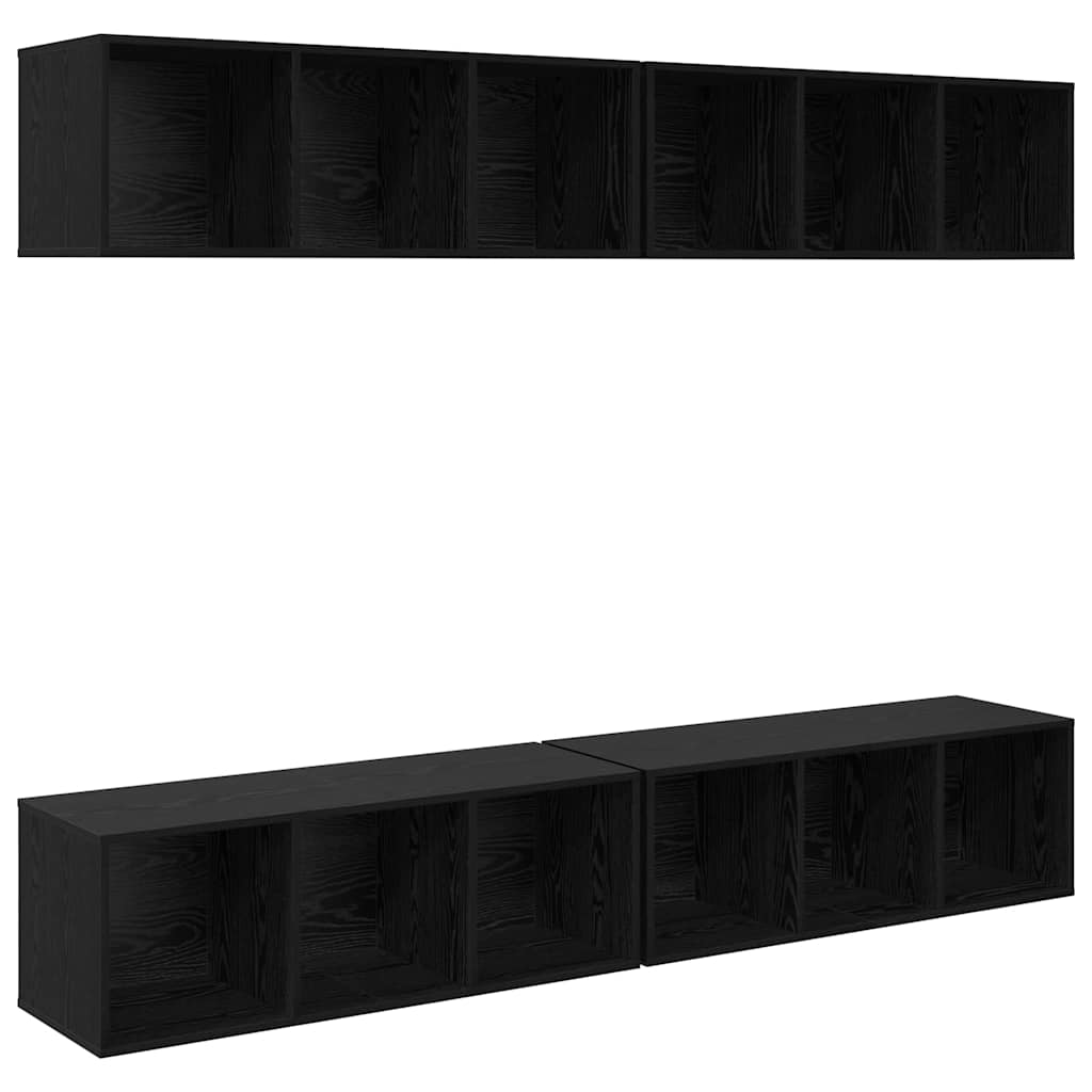Set TV komoda Zidne 4 pcs Crni hrast 37 x 37 x 107 cm