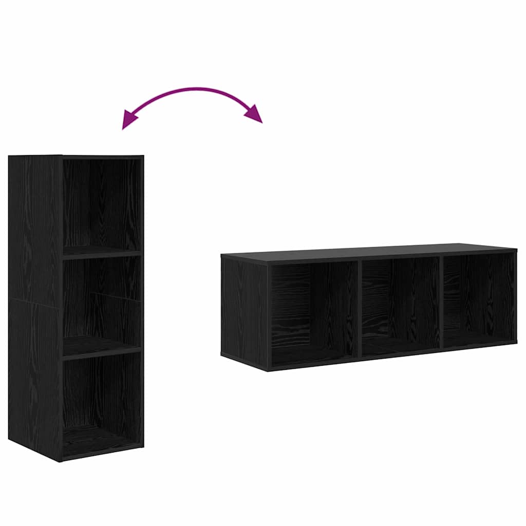 Set TV komoda Zidne 4 pcs Crni hrast 37 x 37 x 107 cm