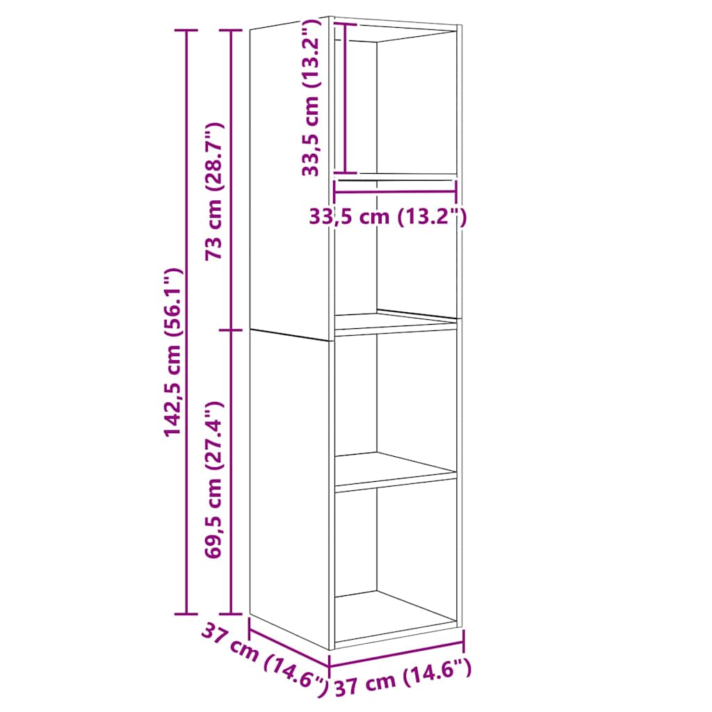 Set TV komoda 2 pcs Smeđa 37 x 37 x 142,5 cm Konstruirano drvo