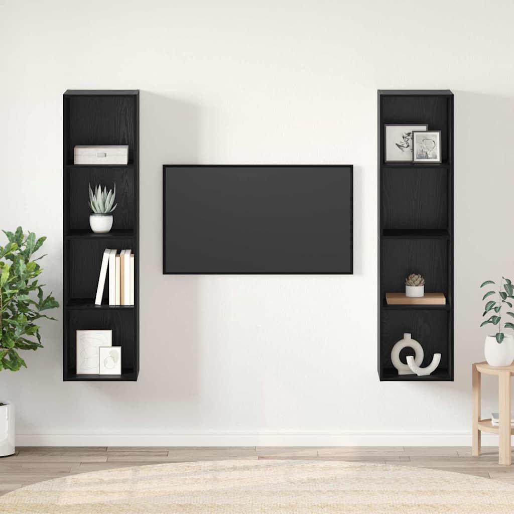 Set TV komoda 2 pcs Crna 37 x 37 x 142,5 cm Konstruirano drvo
