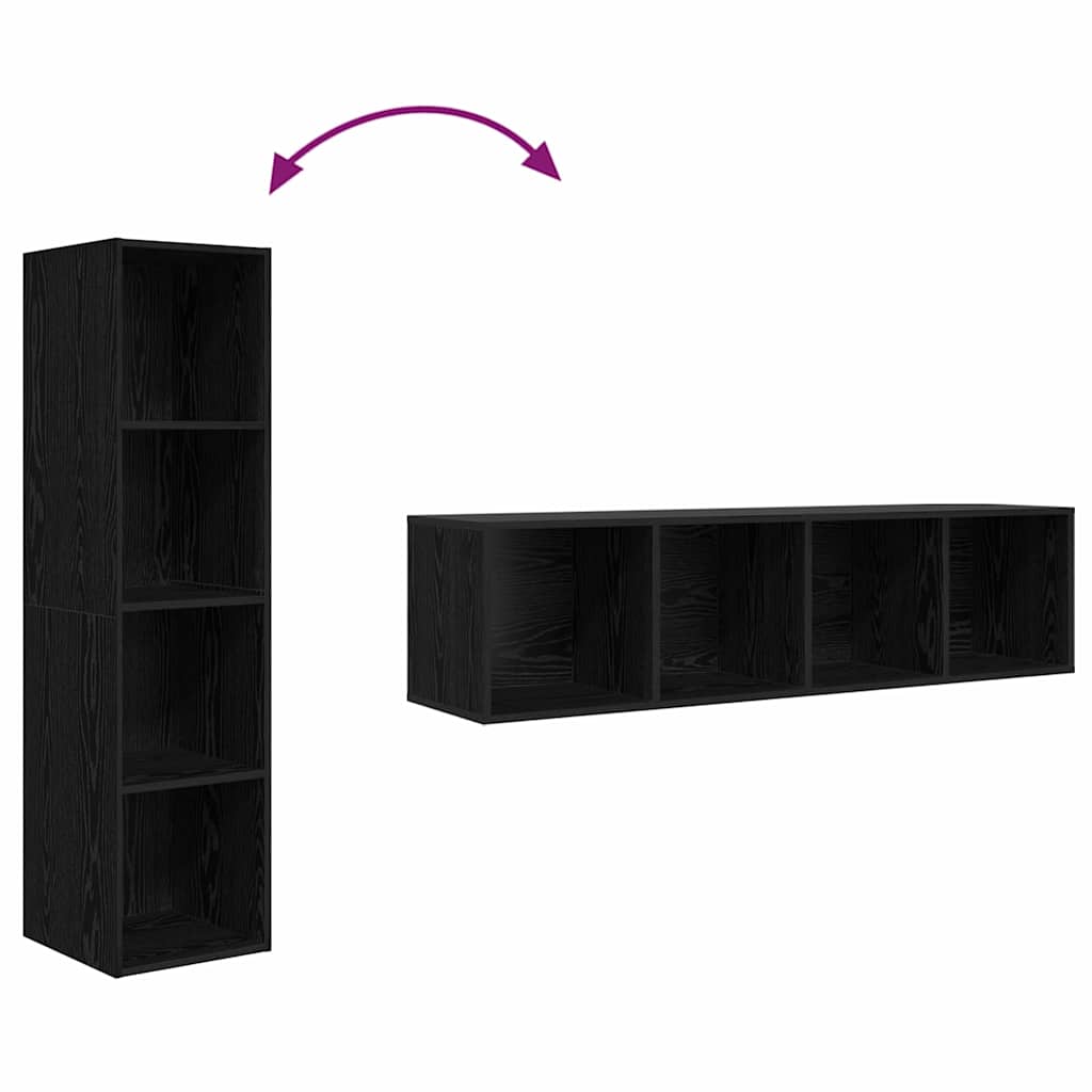 Set TV komoda 2 pcs Crna 37 x 37 x 142,5 cm Konstruirano drvo