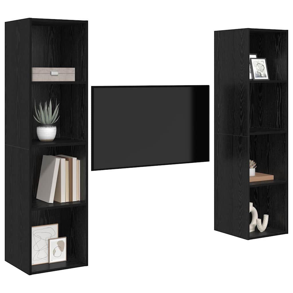 Set TV komoda 2 pcs Crna 37 x 37 x 142,5 cm Konstruirano drvo