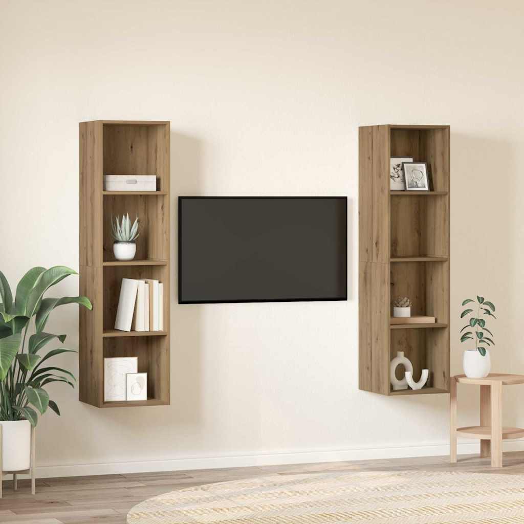 Set TV komoda 2 pcs Smeđa 37 x 37 x 142,5 cm Konstruirano drvo