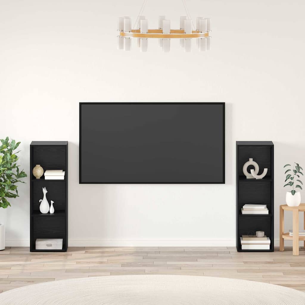 Set TV komoda Zidne 2 pcs Crni hrast 107 x 35 x 37 cm