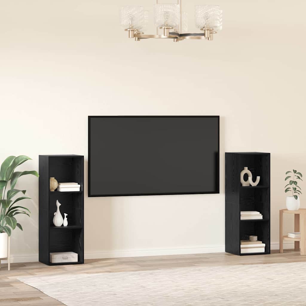 Set TV komoda Zidne 2 pcs Crni hrast 107 x 35 x 37 cm