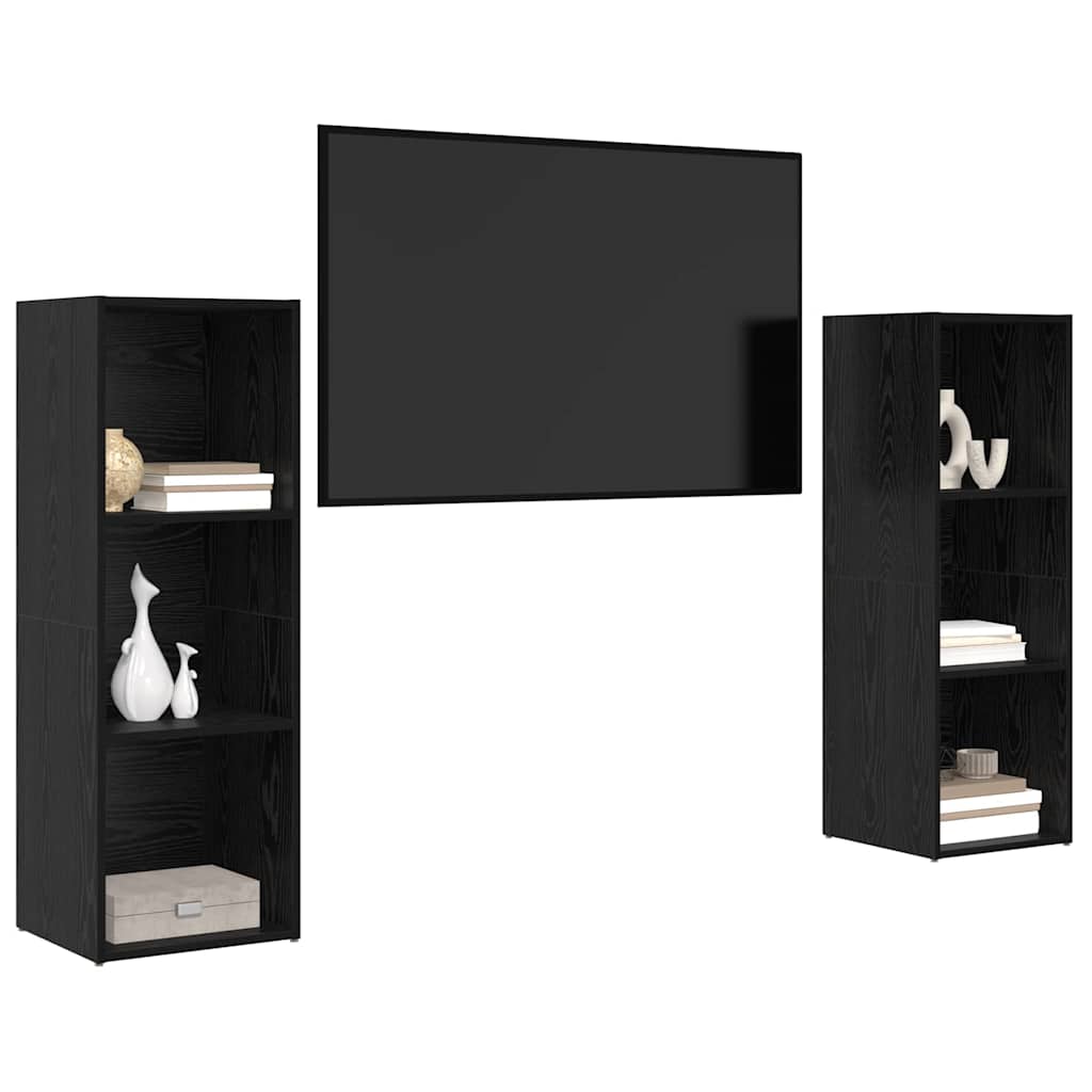 Set TV komoda Zidne 2 pcs Crni hrast 107 x 35 x 37 cm