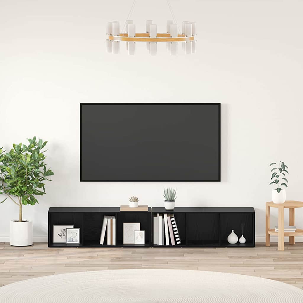 Set TV komoda Zidne 2 pcs Crni hrast 37 x 35 x 107cm