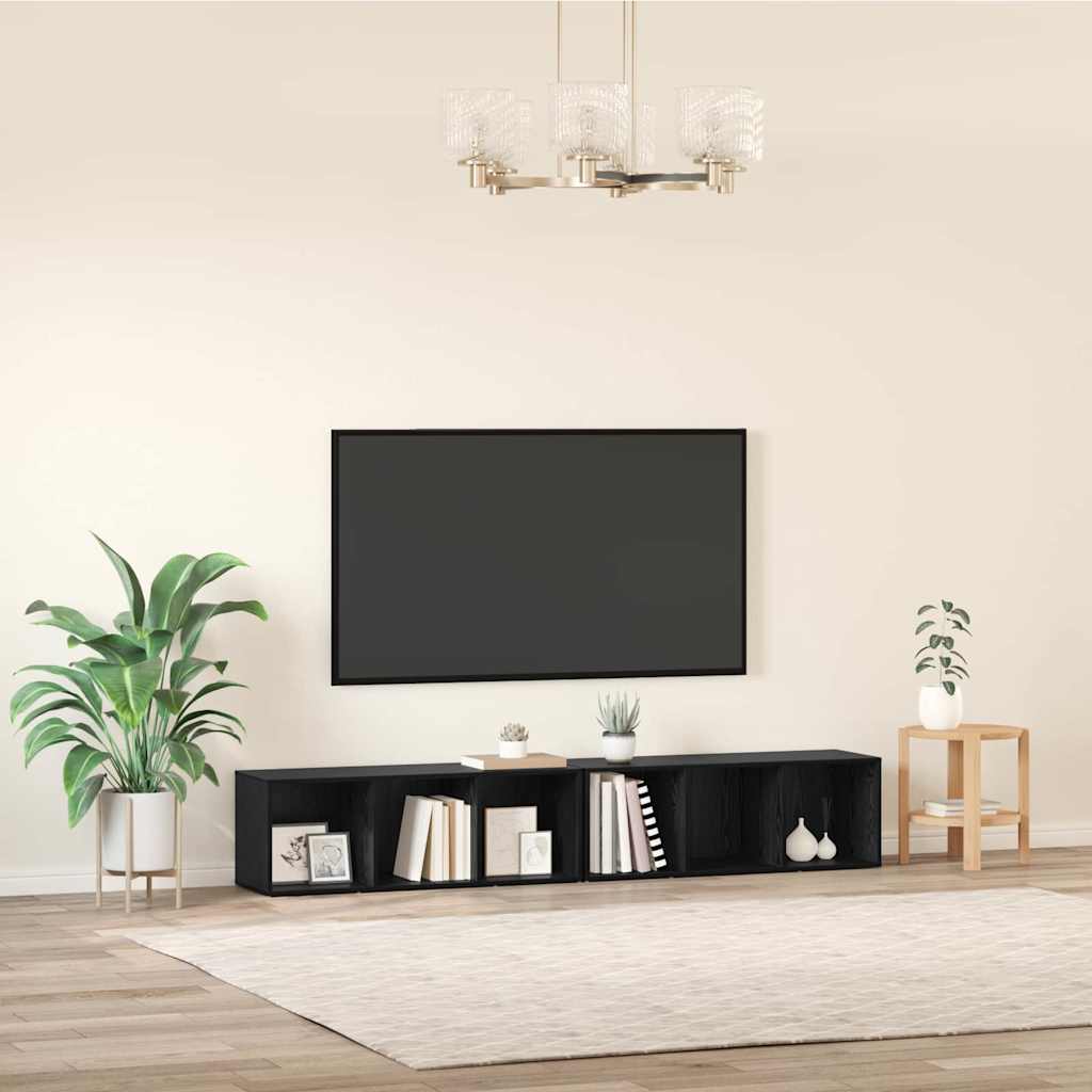 Set TV komoda Zidne 2 pcs Crni hrast 37 x 35 x 107cm