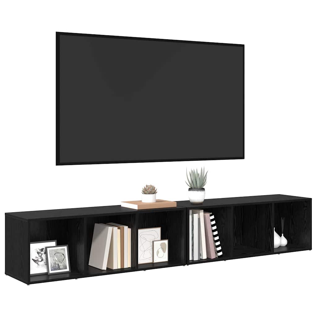 Set TV komoda Zidne 2 pcs Crni hrast 37 x 35 x 107cm