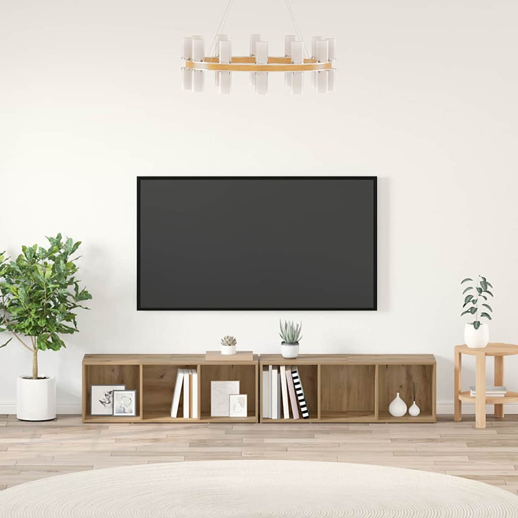 Set TV komoda Zidne 2 pcs Umjetnički hrast 37 x 35 x 107cm