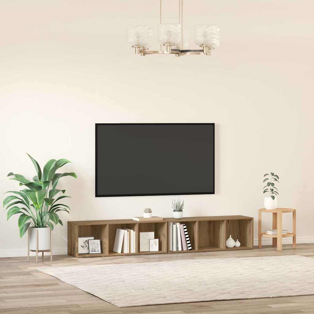 Set TV komoda Zidne 2 pcs Umjetnički hrast 37 x 35 x 107cm