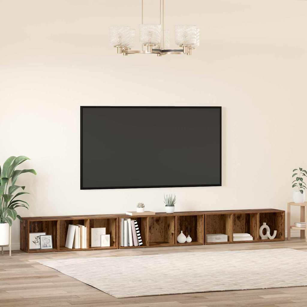 Set TV komoda Zidne 3 pcs Staro drvo 37 x 35 x 107 cm