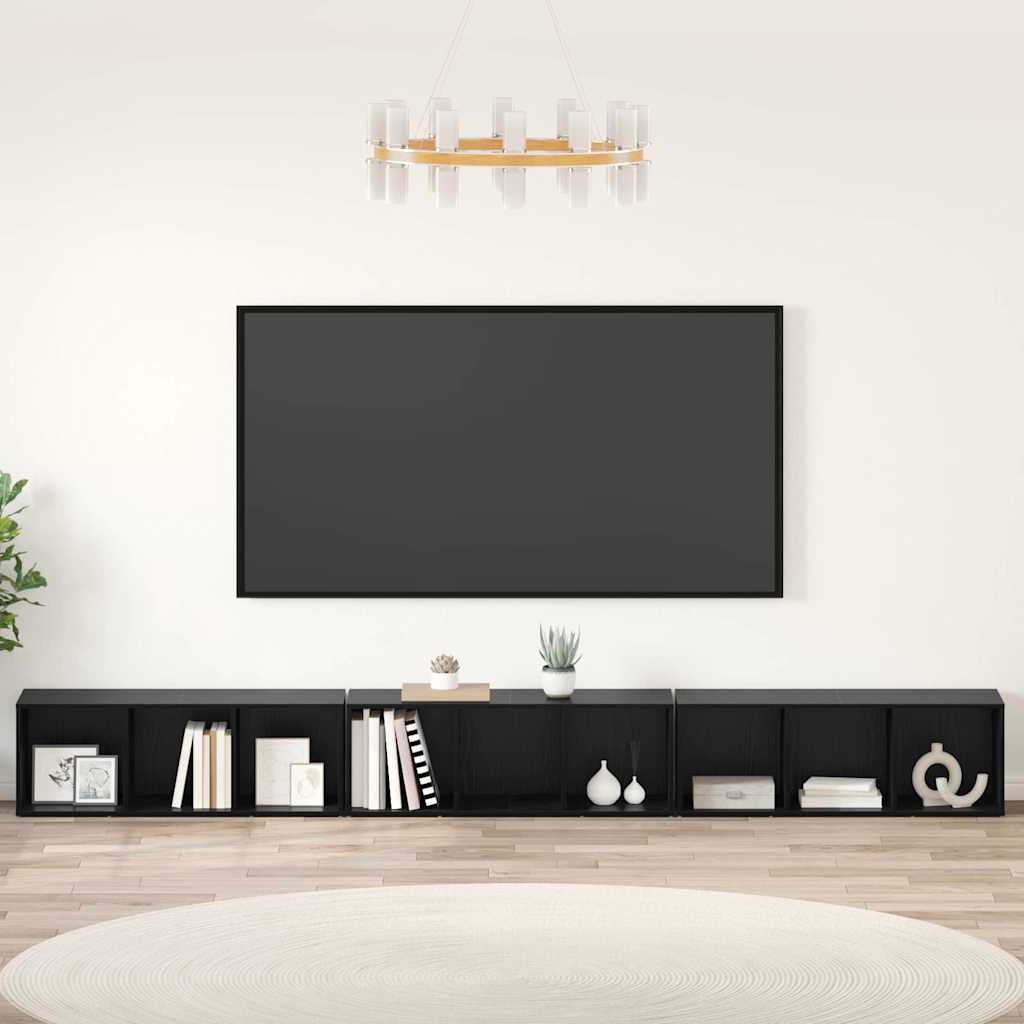 Set TV komoda Zidne 3 pcs Crni hrast 37 x 35 x 107 cm