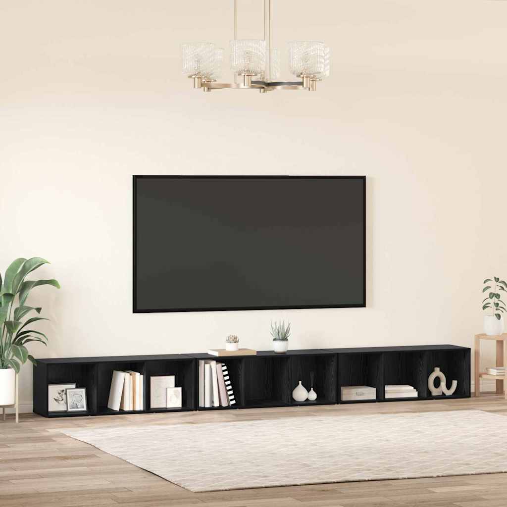 Set TV komoda Zidne 3 pcs Crni hrast 37 x 35 x 107 cm