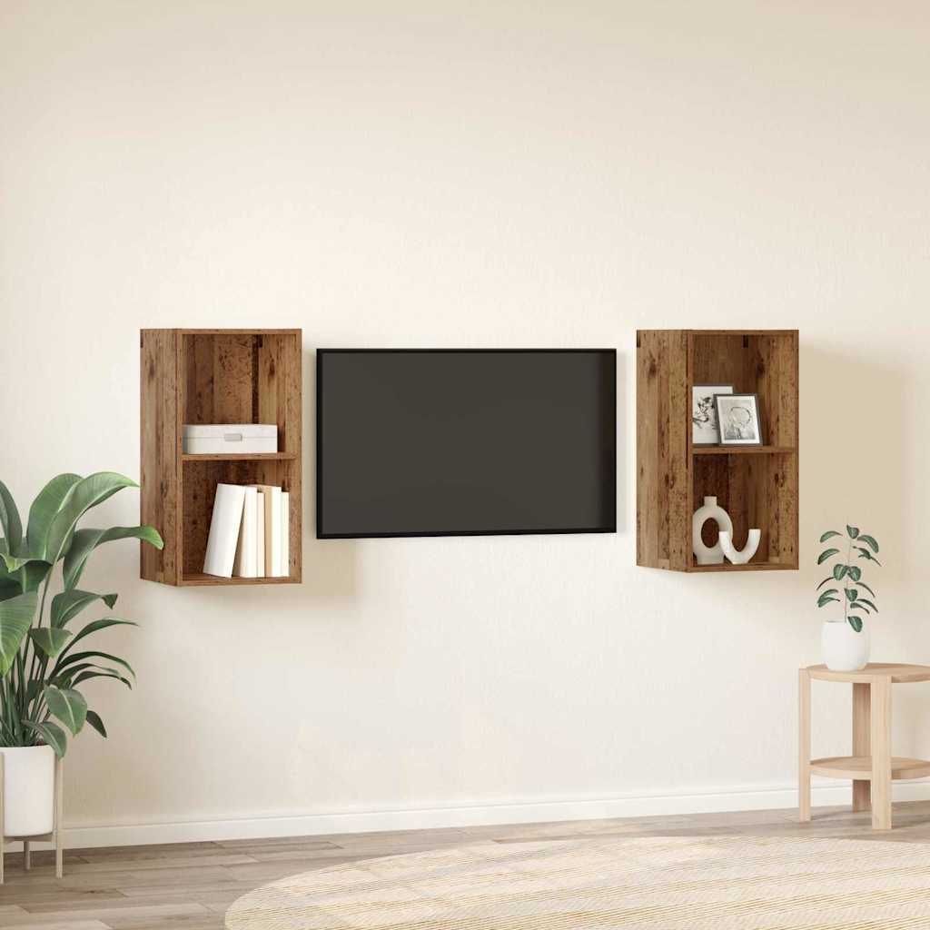Set TV komoda Zidne 2 pcs Staro drvo 37 x 37 x 72 cm
