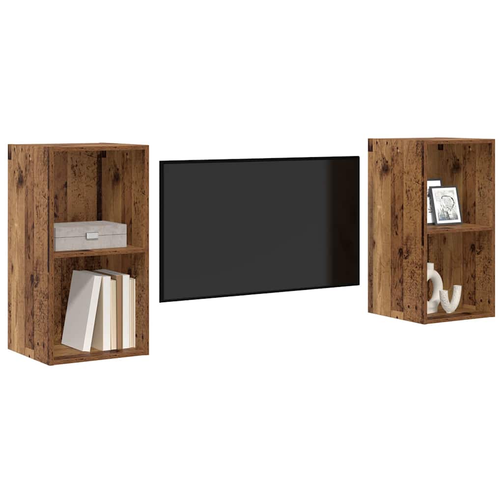 Set TV komoda Zidne 2 pcs Staro drvo 37 x 37 x 72 cm
