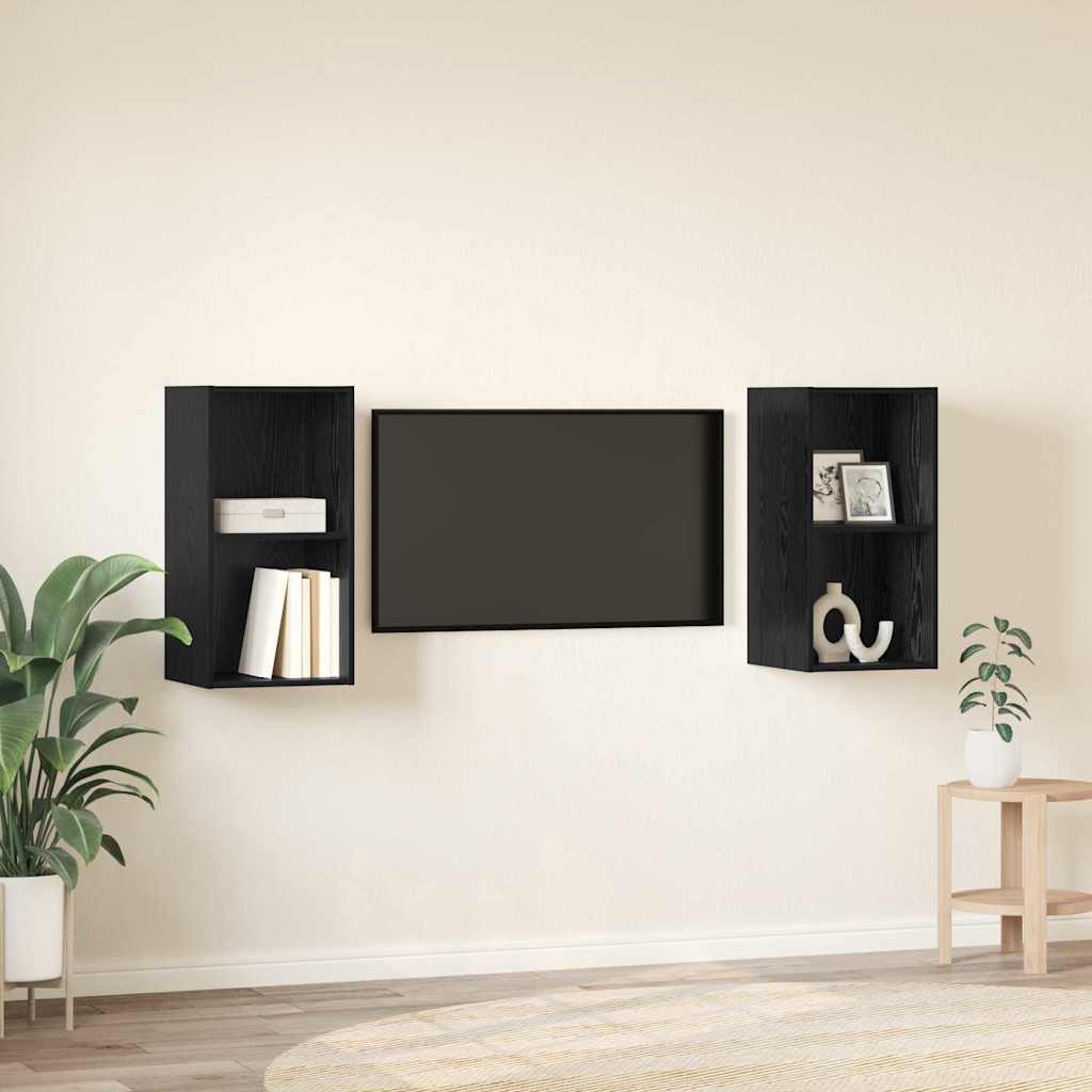 Set TV komoda Zidne 2 pcs Crni hrast 37 x 37 x 72 cm