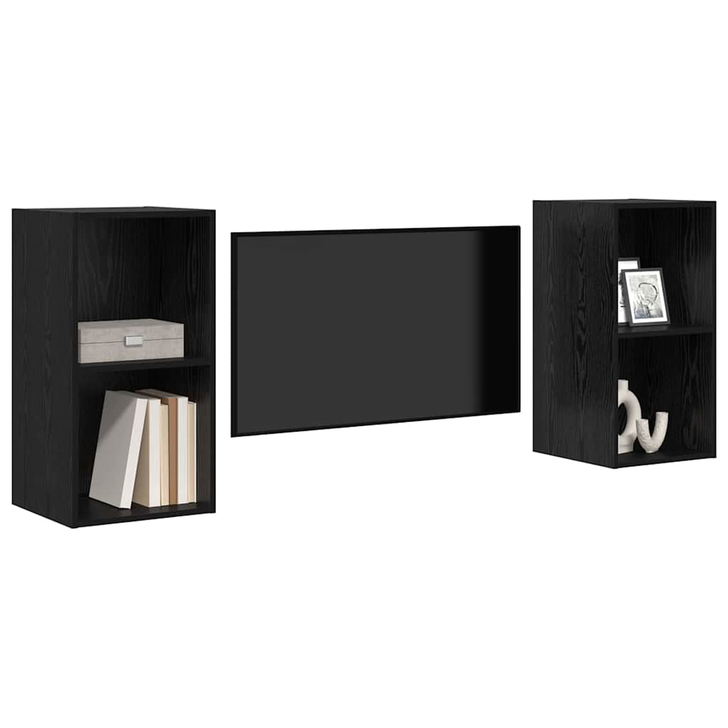 Set TV komoda Zidne 2 pcs Crni hrast 37 x 37 x 72 cm