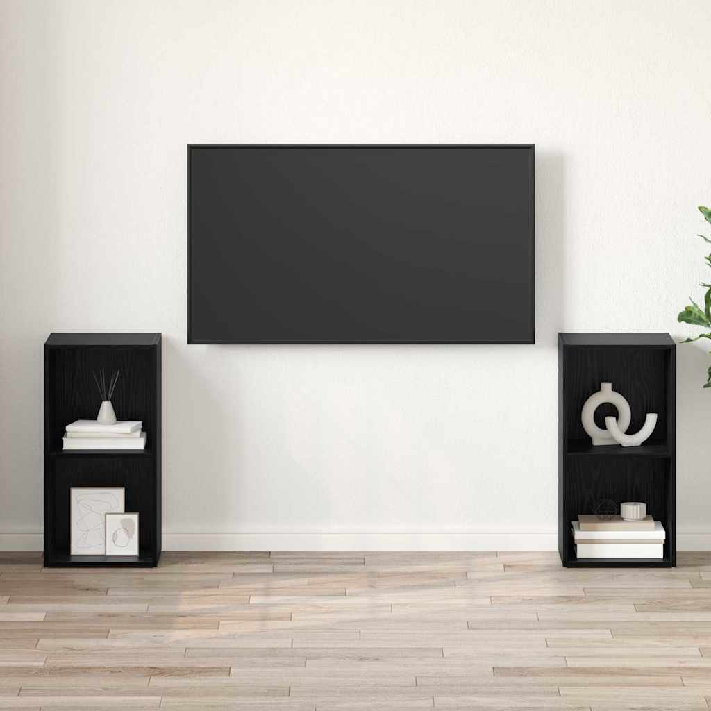 Set TV komoda Zidne 2 pcs Crni hrast 72 x 35 x 36,5 cm