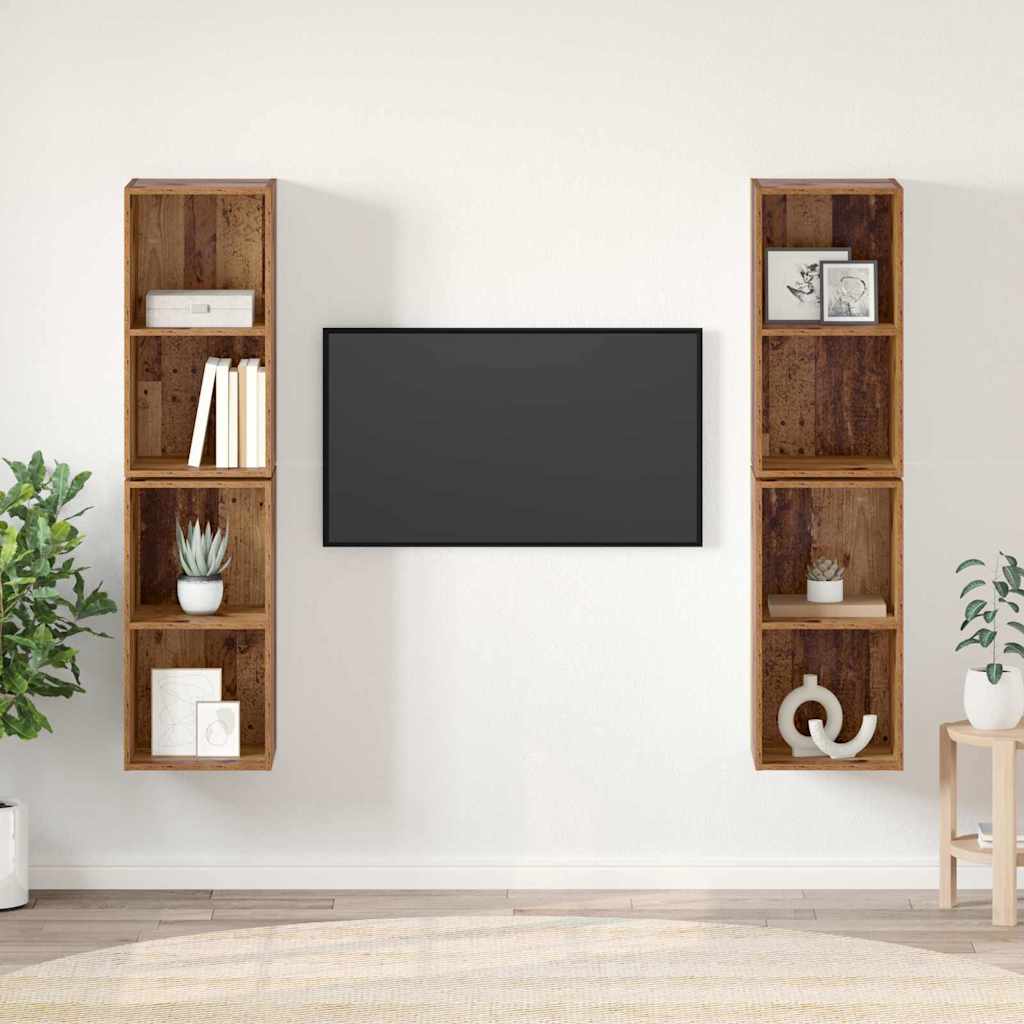 Set TV komoda Zidne 4 pcs Staro drvo 37 x 37 x 72 cm