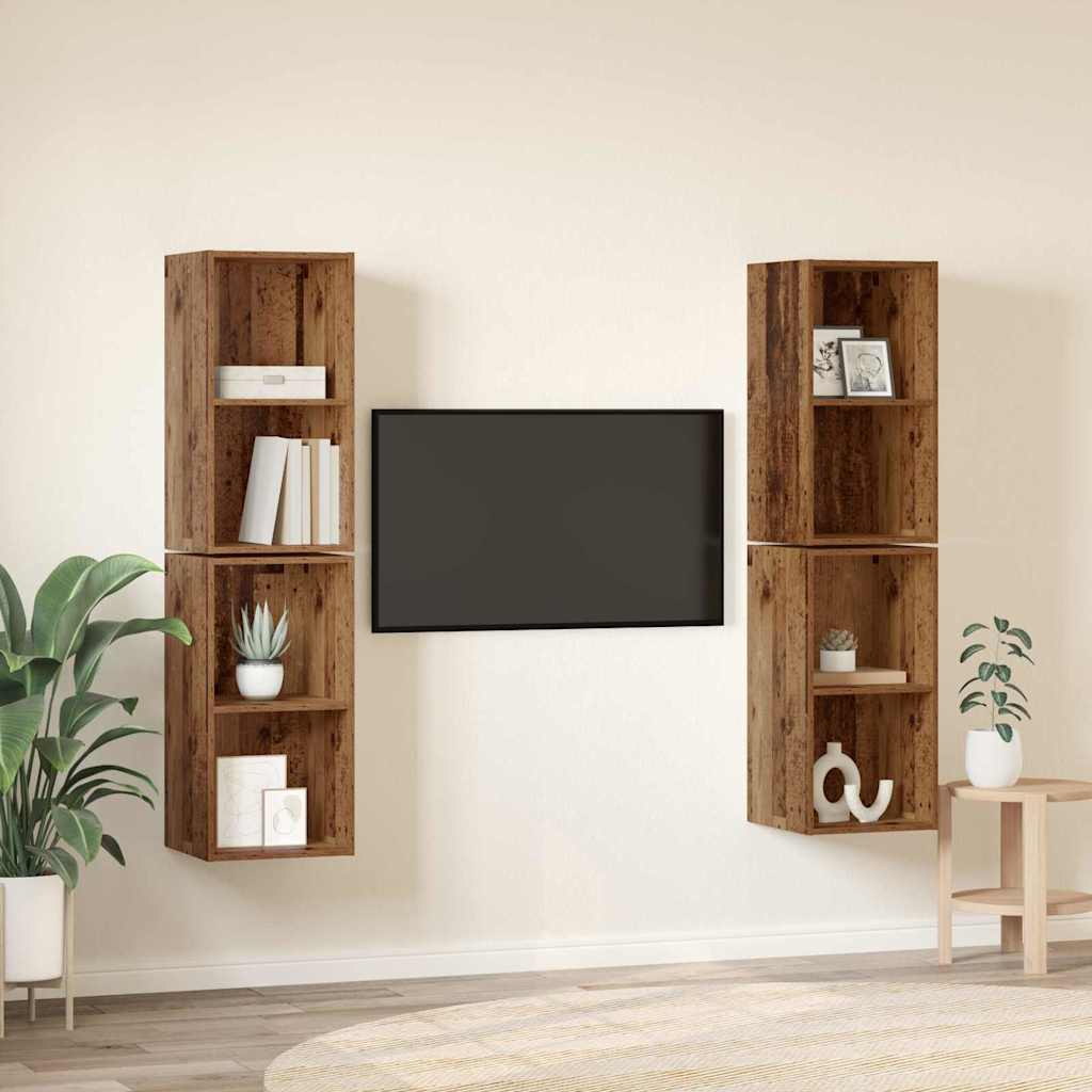 Set TV komoda Zidne 4 pcs Staro drvo 37 x 37 x 72 cm