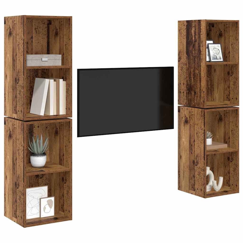 Set TV komoda Zidne 4 pcs Staro drvo 37 x 37 x 72 cm